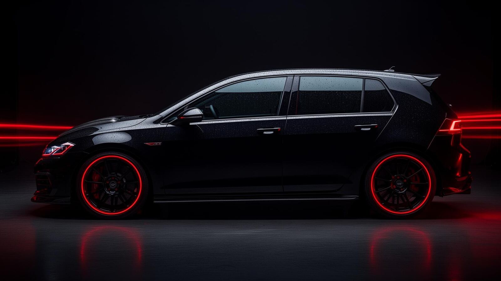 Glanzende zwarte sportauto na detailing behandeling